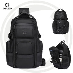 Ozuko 9808 Outdoor Hiking Daypack Crossbody Shoulder Men Chest Bag Urban Outdoor Waterproof Travel Sling Bag for Men