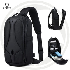 OZUKO 9735 Men's Fashion Outdoor Sling Crossbody Bag for Smart Sports Travel Unisex Messenger Chest Fanny Pack Waist Bags