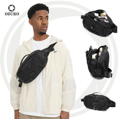 Ozuko 9825 Fanny Pack Small Shoulder Sling Bag Purse Bag Casual Handbag Adjustable Strap for Daily Carry Men Cross Bag