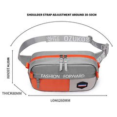 Ozuko 9254 2023 New Sports Running Waist Bag Men Cycling Waterproof Mini Crossbody Bag Outdoor Phone Anti-Theft Custom Sling Bag