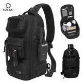 OZUKO 9912 Urban Multi-Function Sport Sling Bag Men's Large Capacity Waterproof Crossbody Sport Fitness Business Chest Bag