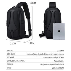 OZUKO 9735 Men's Fashion Outdoor Sling Crossbody Bag for Smart Sports Travel Unisex Messenger Chest Fanny Pack Waist Bags