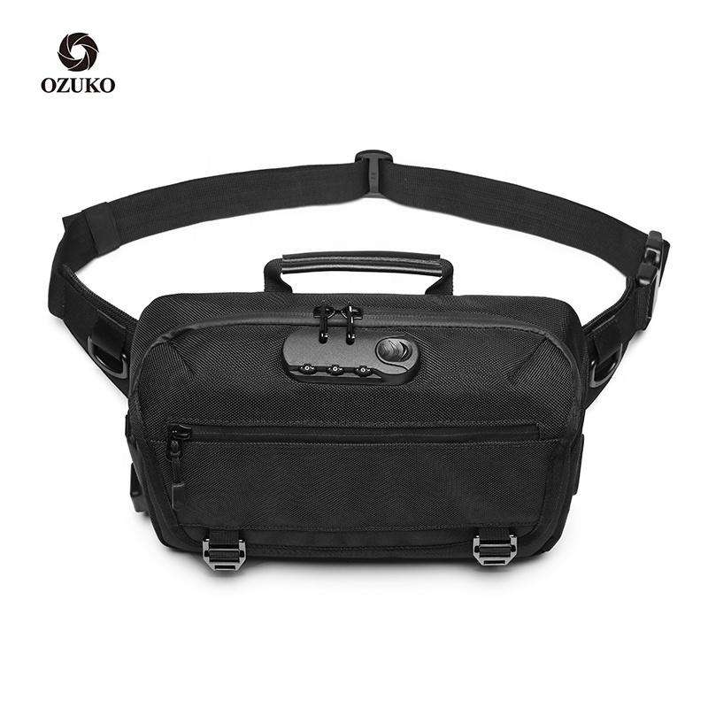 Ozuko New Waterproof Hiking Usb Men Chest Bags Sling Travel Small Cross Body Cell Phone Anti-Theft Waist Bag - OZUKO.CN