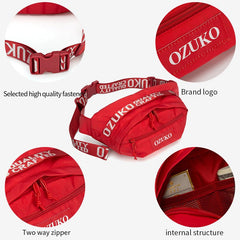 OZUKO Wholesale Promotion Polyester Sports Running Waterproof Waist Bag Sling Crossbody Bags Custom Fanny Pack - OZUKO.CN