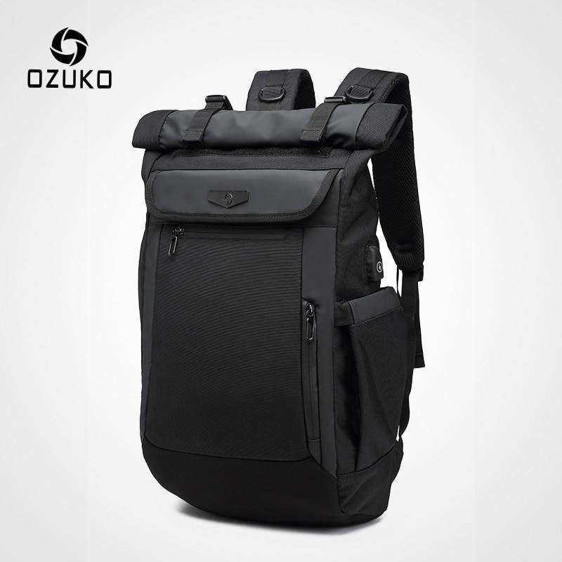 OZUKO Men Backpack Fashion Schoolbag for teenager Male 15.6 inch Laptop Backpacks Water Repellent Oxford Travel Bag USB Mochila - OZUKO.CN