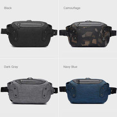 OZUKO Men Outdoor Sports Waist Bag Waterproof Male Chest Bag USB Charging Belt Bag for Men Short Trip Waist Pack Shoulder Bags