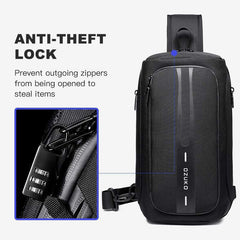 OZUKO Multifunction Men Chest Bag Anti-theft Male Sling Bags Waterproof Crossbody Messenger Bag USB Charging Outdoor Chest Pack - OZUKO.CN