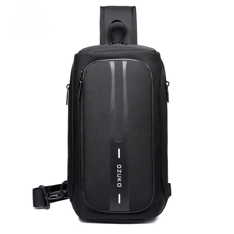 OZUKO Multifunction Men Chest Bag Anti-theft Male Sling Bags Waterproof Crossbody Messenger Bag USB Charging Outdoor Chest Pack - OZUKO.CN