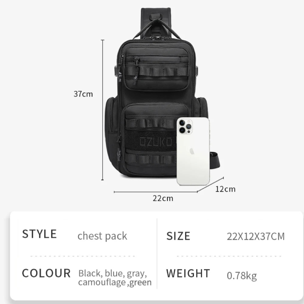 OZUKO 9812 New Designer Sling Bag Factory Hot Sale Men's Crossbody Casual Travel Shoulder Shoulder Chest Bag for Men
