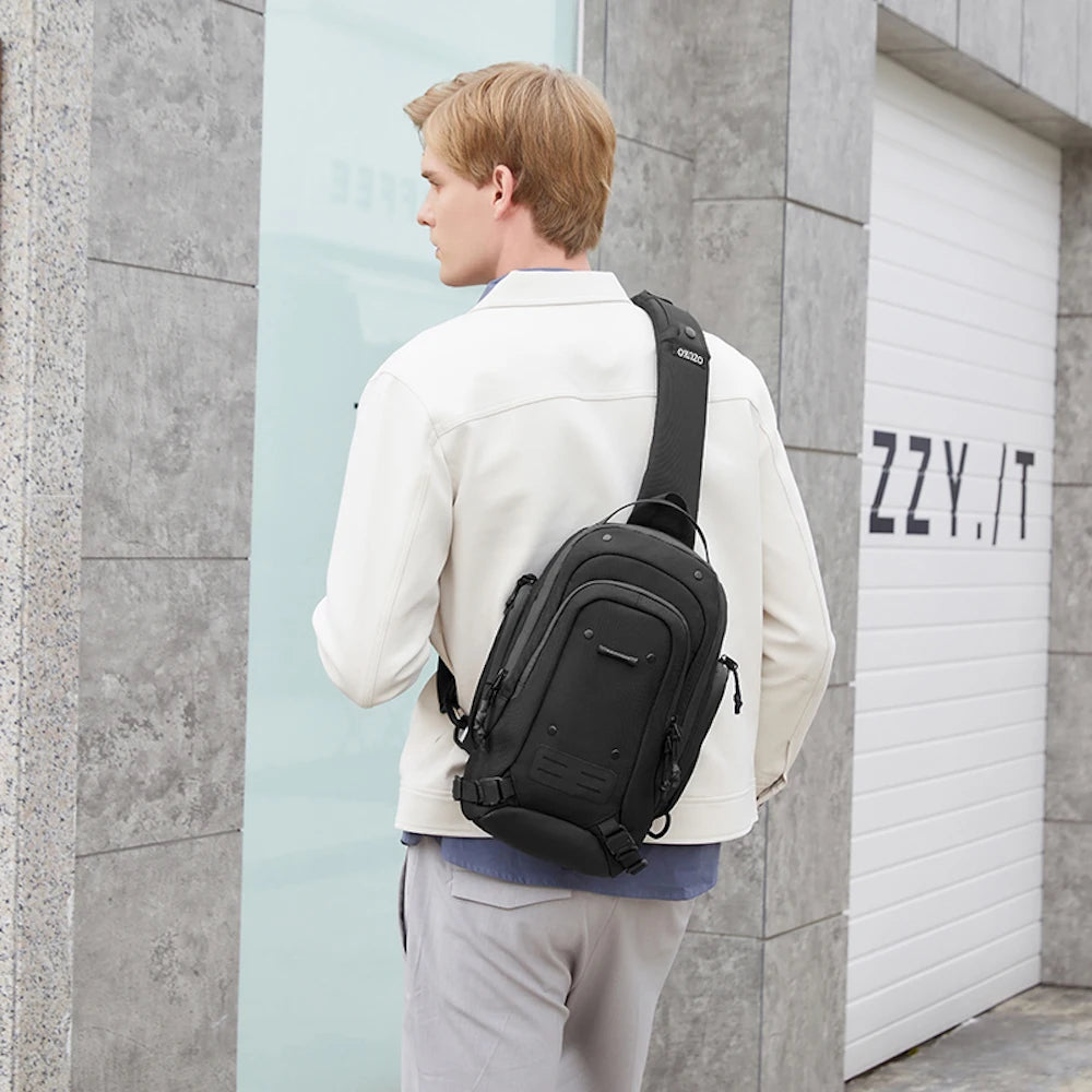 OZUKO 9740 Large Capacity  Fashion Waterproof Chest Bag Men Custom LOGO Travel Crossbody Bag Outdoor Shoulder Sling Bag