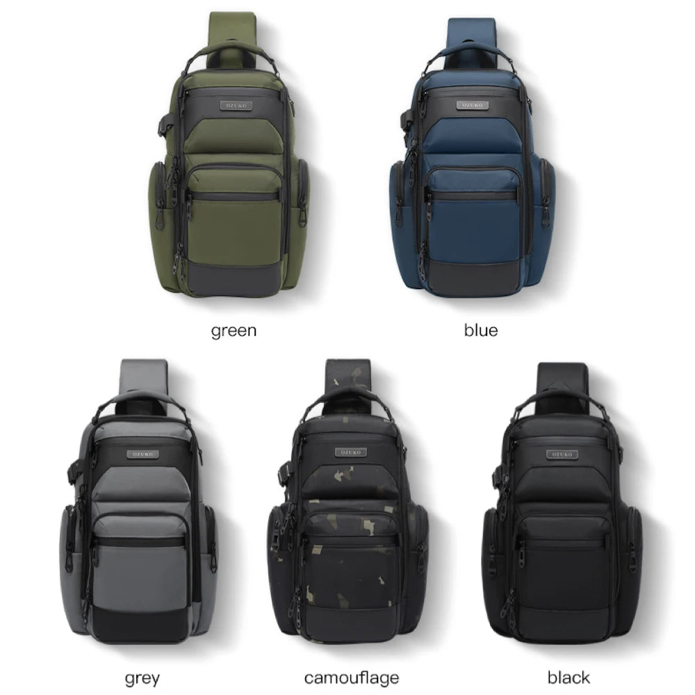 OZUKO 9805 Lightweight Crossbody Bag Men's Fashion Chest Bag Sports Casual Large Capacity Small Backpack for Men