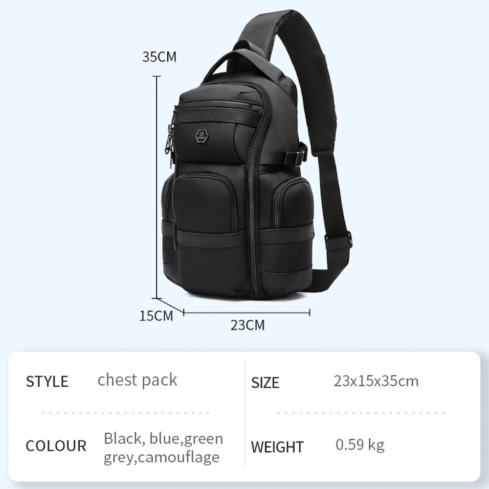 Ozuko 9808 Outdoor Hiking Daypack Crossbody Shoulder Men Chest Bag Urban Outdoor Waterproof Travel Sling Bag for Men