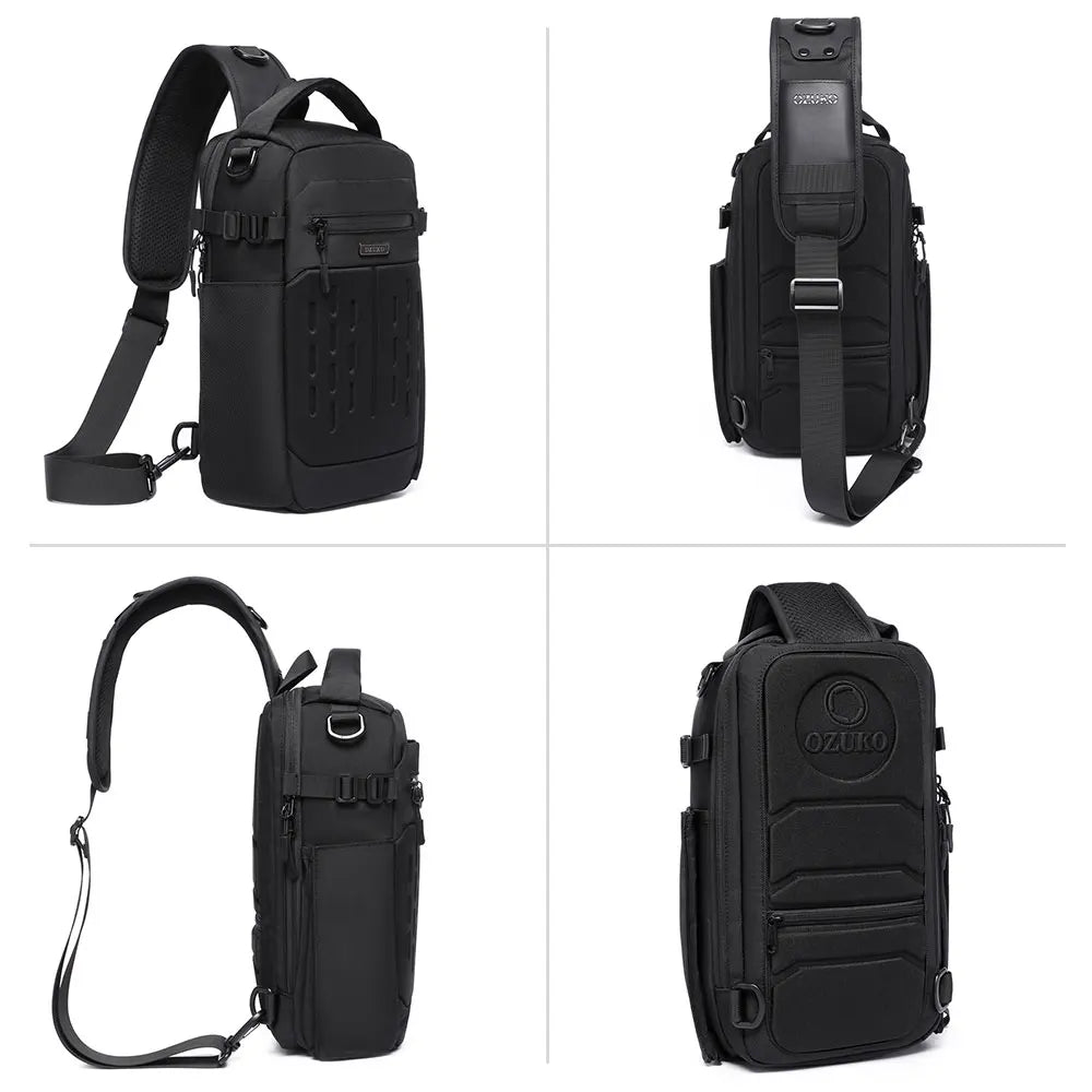 OZUKO 9879 Men's Urban Fashion Crossbody Bag Slim Sling Detachable Strap Card Slots Casual Office Use for Spring