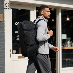 OZUKO 9834 Stylish Outdoor Duffle Bag for Men, 46L Waterproof Sport Travel Backpack with Multiple Pockets, Shoe Storage