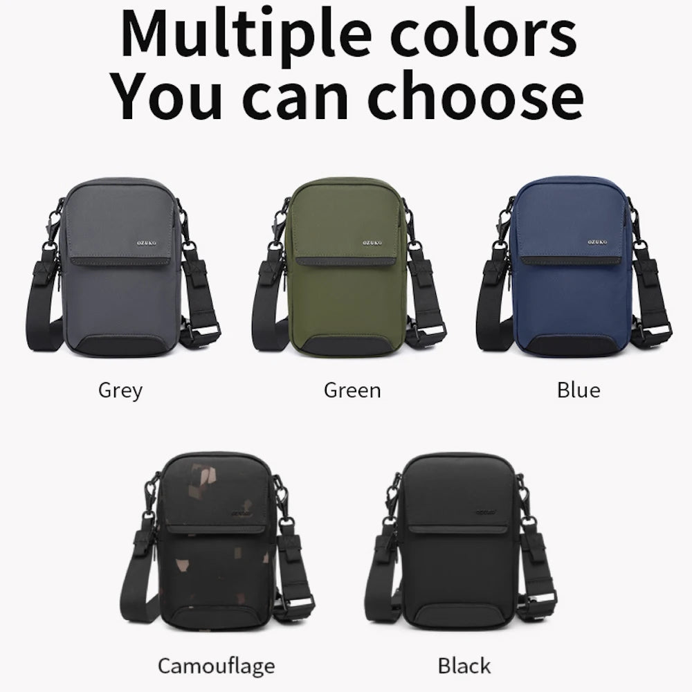 OZUKO 9732 Men's Waterproof Travel Sling Bag - Durable Polyester Chest Hip Bag for Hiking
