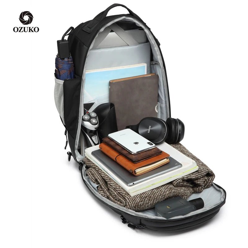 Ozuko 9229 Trending anti-theft multi-functional laptop backpack outdoor waterproof travel backpack with USB charging port - OZUKO.CN