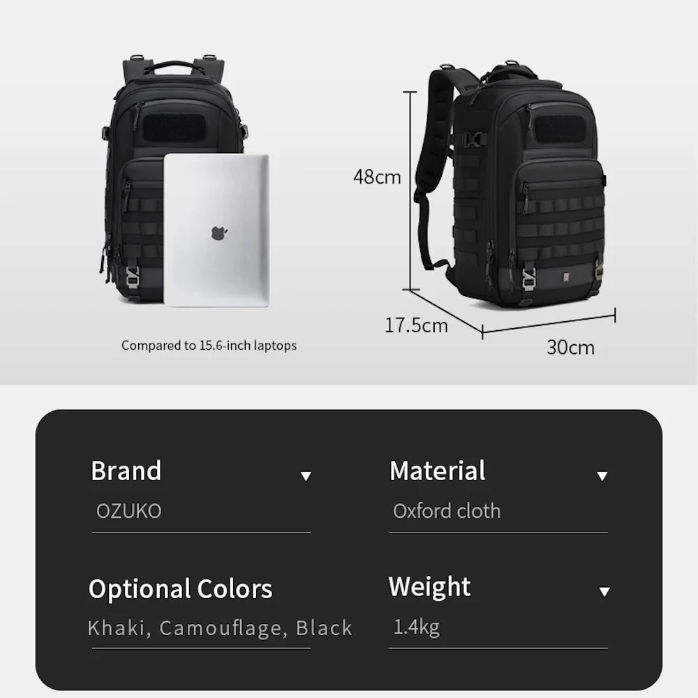 OZUKO 9902 25L Tactical Backpack Waterproof Anti-Theft Lightweight Molle System Outdoor Velcro Patch Durable Zippers Backpack