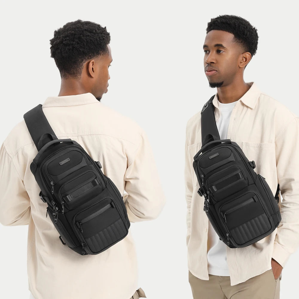 OZUKO 9807 Men's Casual Fashion Crossbody Shoulder Bag Business Sport Riding Small Backpack Polyester Material Zipper Portable