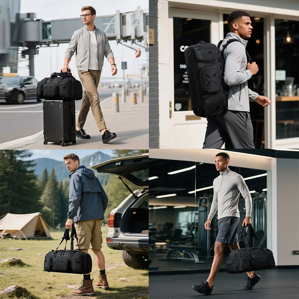 OZUKO 9834 Stylish Outdoor Duffle Bag for Men, 46L Waterproof Sport Travel Backpack with Multiple Pockets, Shoe Storage
