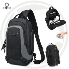 OZUKO 9740 Large Capacity  Fashion Waterproof Chest Bag Men Custom LOGO Travel Crossbody Bag Outdoor Shoulder Sling Bag