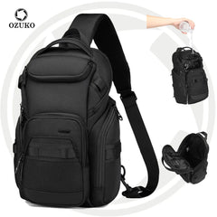 OZUKO 9809 New Designs Fashion Custom Logo Zipper Closure Mini Mens Messenger Bag Cross Body Chest Sling Bag Men Outdoor School