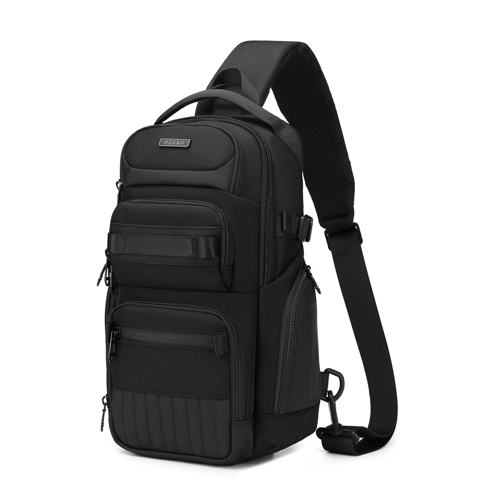 OZUKO 9807 Men's Casual Fashion Crossbody Shoulder Bag Business Sport Riding Small Backpack Polyester Material Zipper Portable