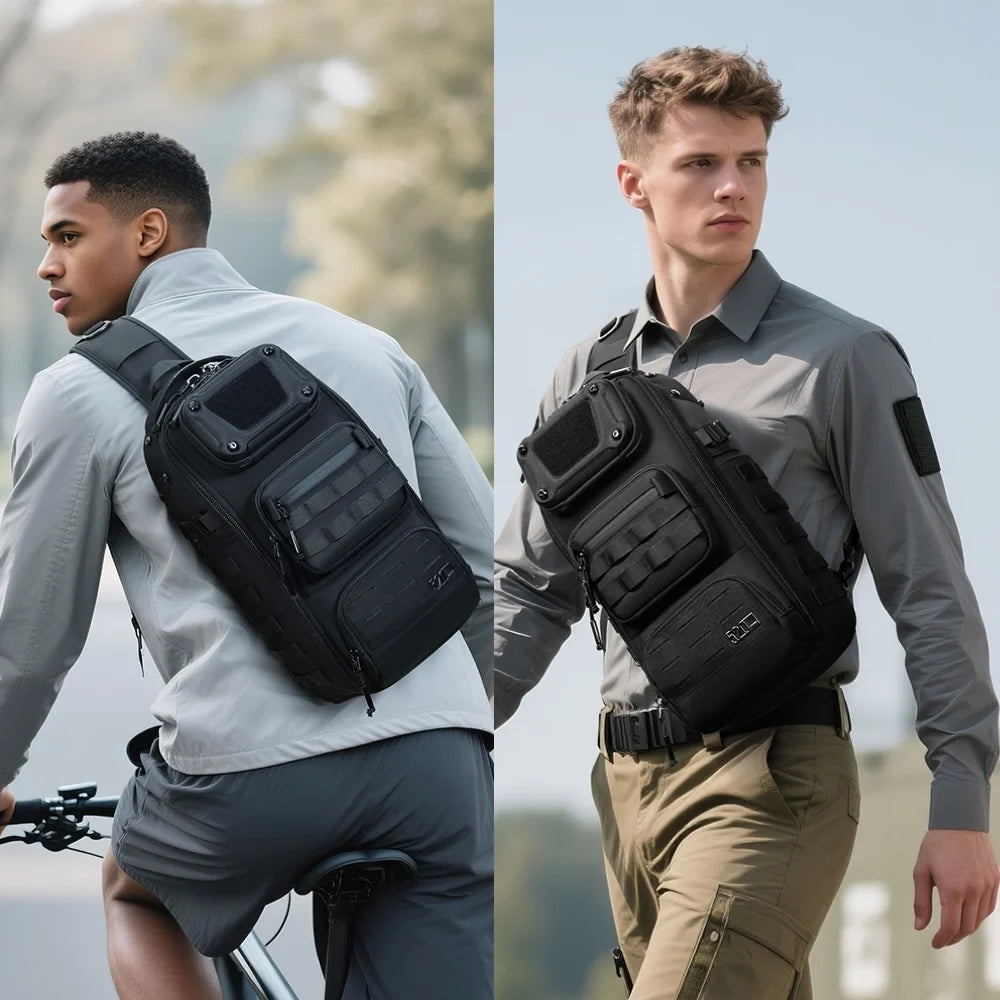OZUKO 9912 Urban Multi-Function Sport Sling Bag Men's Large Capacity Waterproof Crossbody Sport Fitness Business Chest Bag