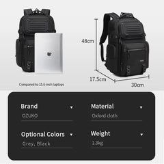 OZUKO 9891 Professional Anti-Theft Waterproof Backpack, 25L Secure Laptop Bag for Commuters with Hidden Pockets Lockable Zippers