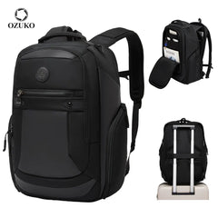 Ozuko 9919 Commute Backpack for Men - Waterproof Laptop Bag with Trolley Strap, Fits 15.6 Inch Notebook, Business Travel Daypack