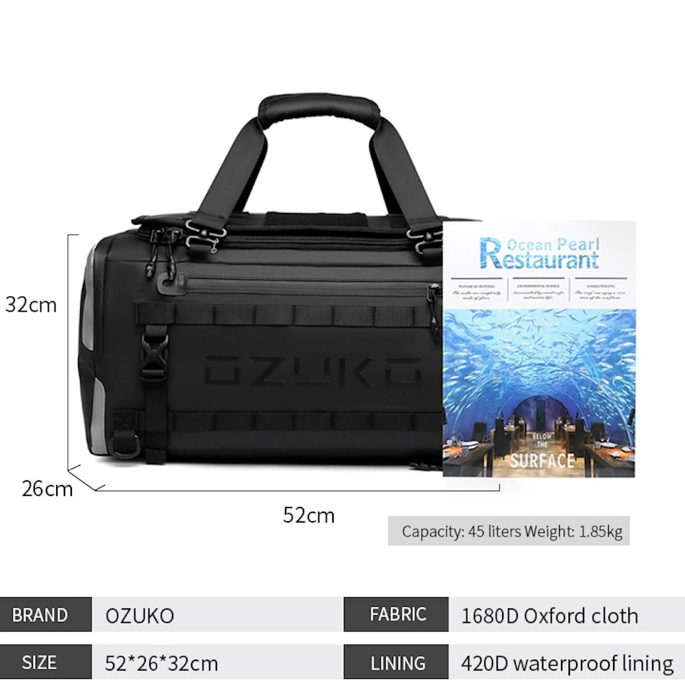 OZUKO 9641 Travel Weekender For Men Duffle Bag With Shoe Compartment Hiking Outdoor Duffel Bags For Traveling Waterproof Gym Bag - OZUKO.CN