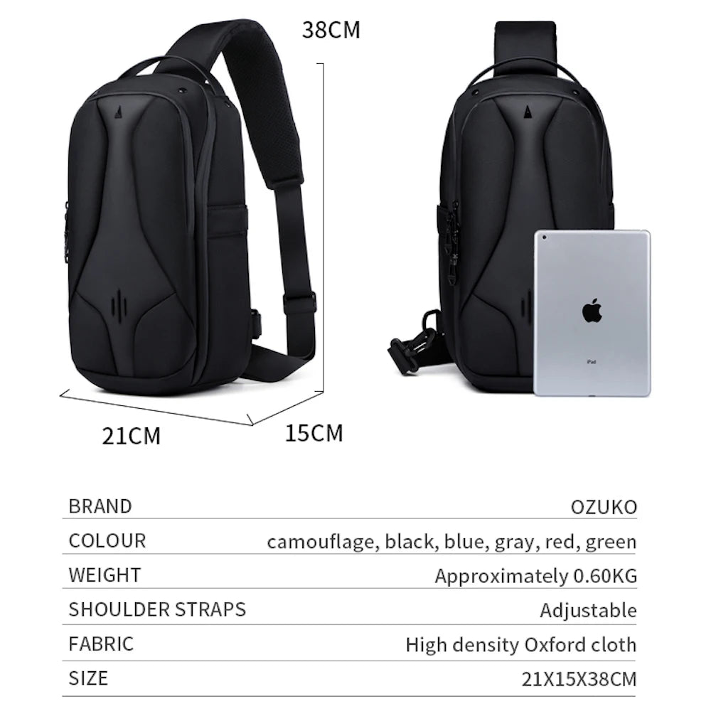 OZUKO 9735 Men's Fashion Outdoor Sling Crossbody Bag for Smart Sports Travel Unisex Messenger Chest Fanny Pack Waist Bags