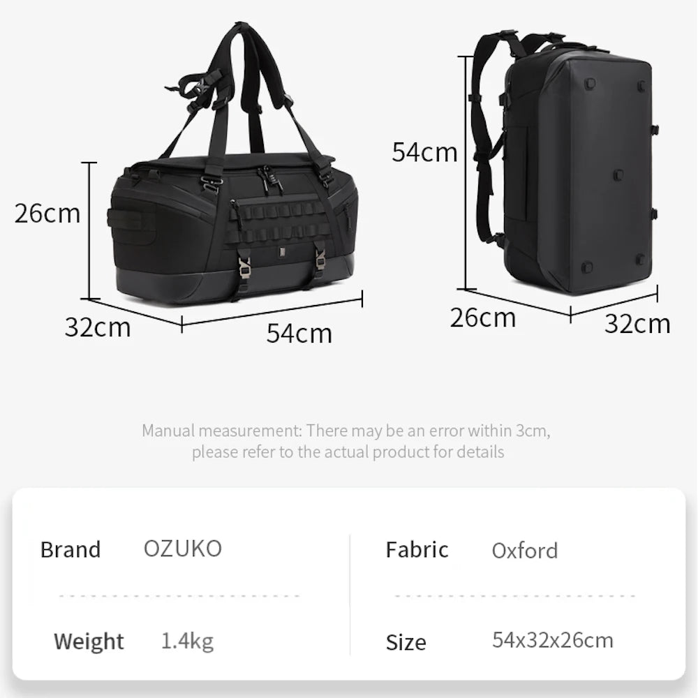 OZUKO 9903 Wholesale Luxury Travel Laptop Carry Backpack Unisex Fashion Multi-functional Duffle Bag Outdoors Sport