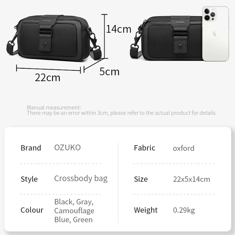 OZUKO 9829 Lightweight Fashion Sling Bag for Man Portable Waterproof Designer Chest  Bag High Quality Small Crossbody