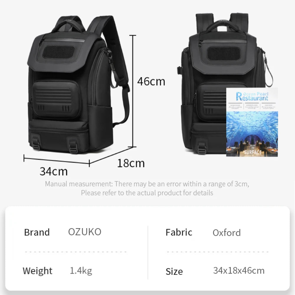 Ozuko 9840 Waterproof Slim Daypack for Gym, Office & City Commute, Fits 15.6 Inch Laptop & Tablet, Hidden Anti-Pickpocket Pocket