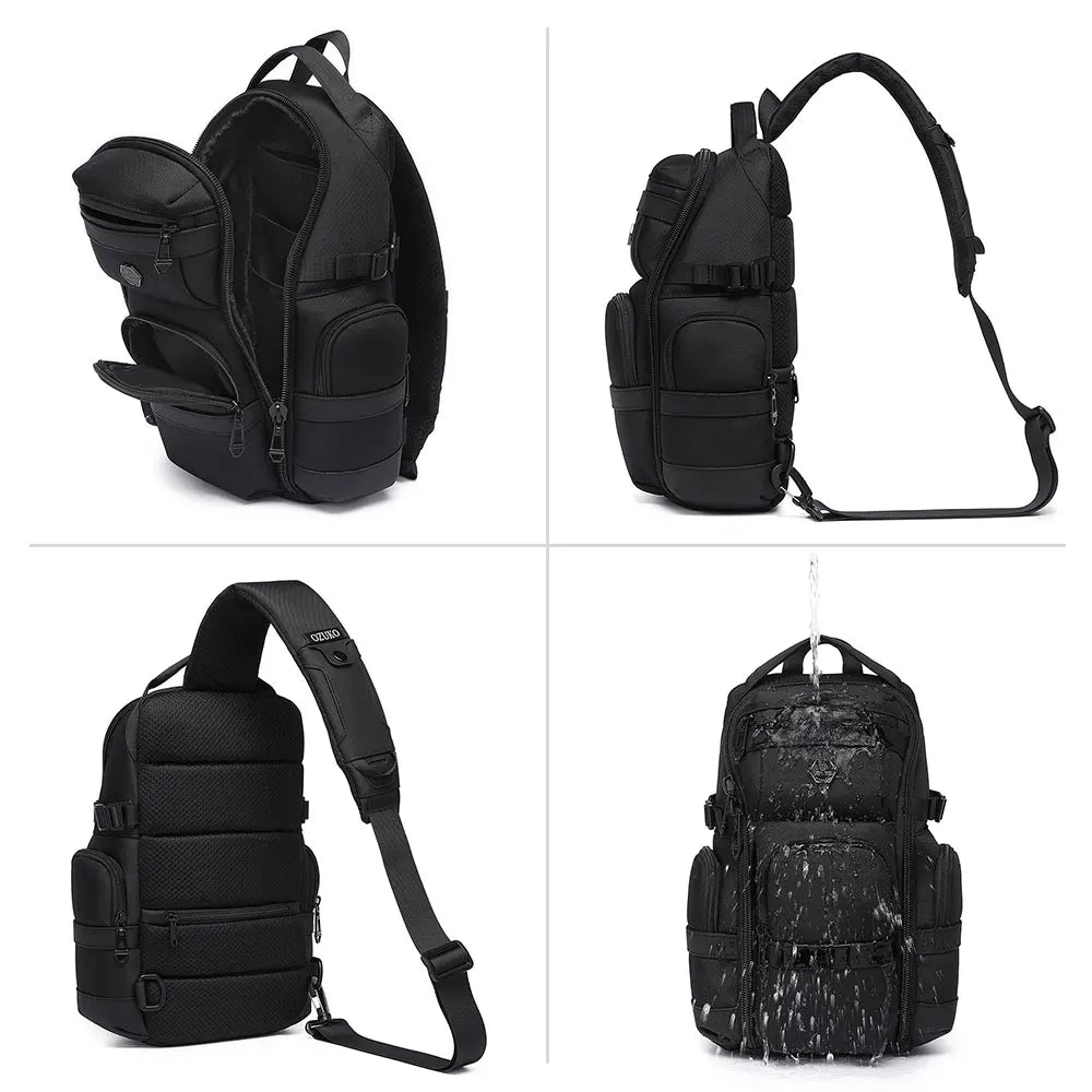 Ozuko 9808 Outdoor Hiking Daypack Crossbody Shoulder Men Chest Bag Urban Outdoor Waterproof Travel Sling Bag for Men