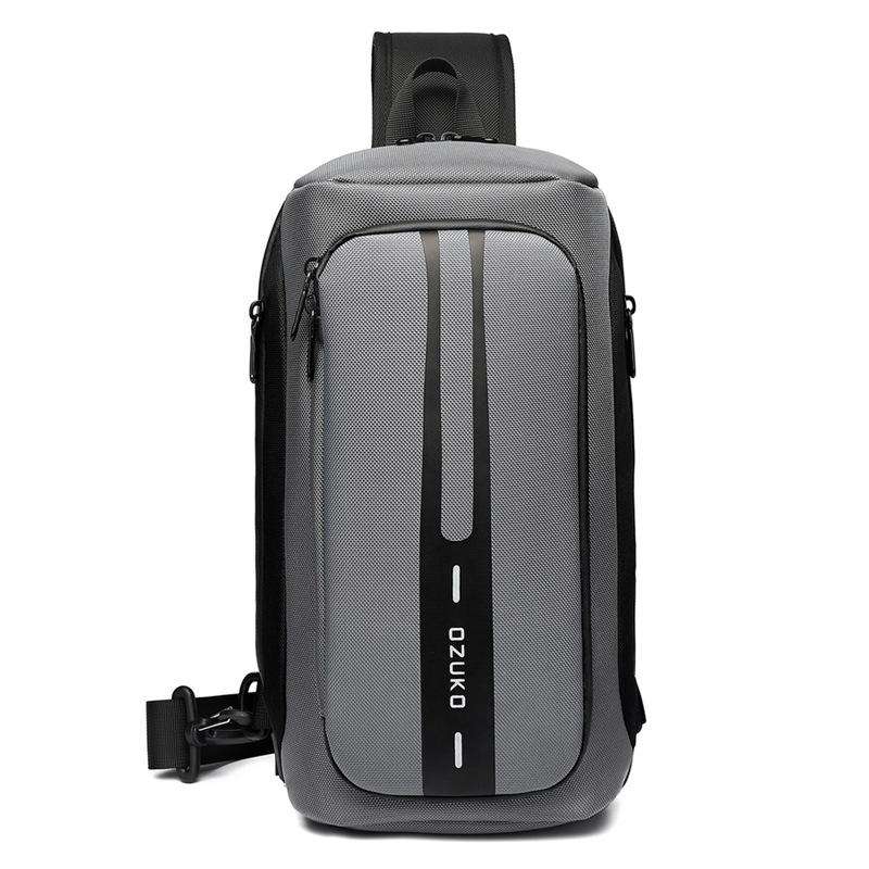 OZUKO Multifunction Men Chest Bag Anti-theft Male Sling Bags Waterproof Crossbody Messenger Bag USB Charging Outdoor Chest Pack - OZUKO.CN