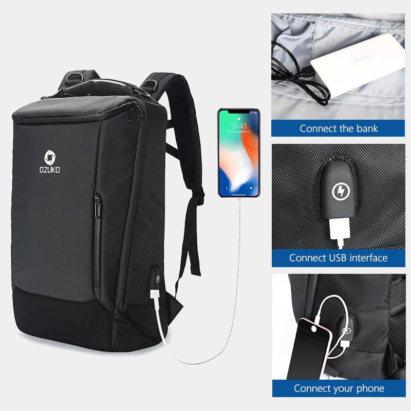 Ozuko 9060 Gym Outdoor Designer Backpack Wholesale School Bags Manufacturers Waterproof Luxury 16 Inch Men Laptop Leather Bag - OZUKO.CN