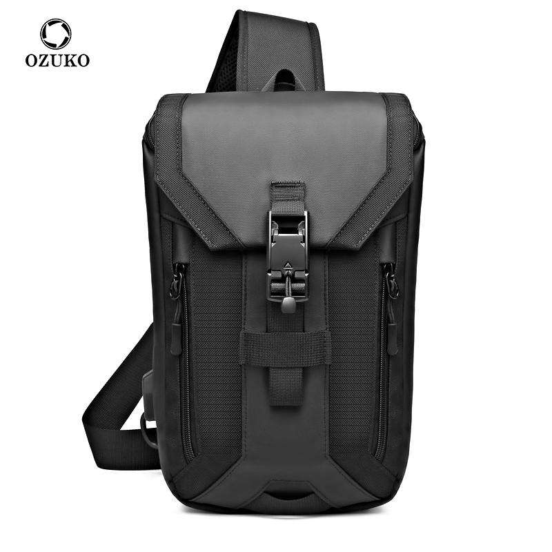 Ozuko New 2022 Usb Waterproof Sports Shoulder Bags Crossbody Sling Sport Chest Bag Men - OZUKO.CN