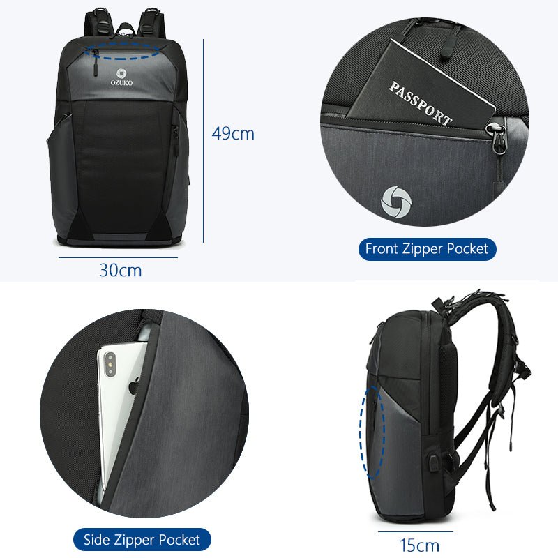 Ozuko 9214 2023 School Bags Backpacks for Teenagers Nylon Custom Logo laptop bags & covers climbing travel small backpack - OZUKO.CN