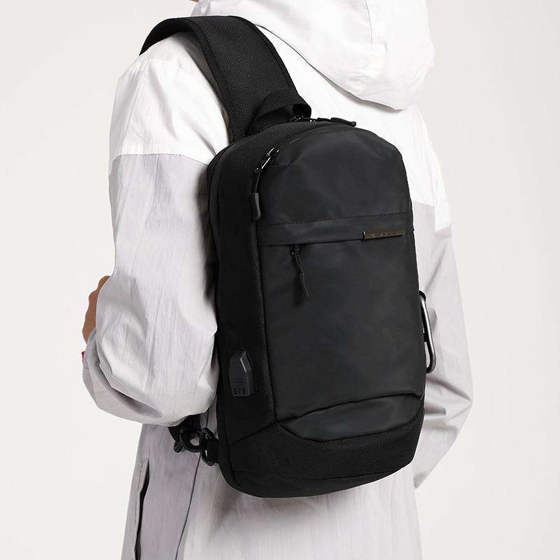 OZUKO Crossbody Bags for Men Fashion Messenger Sling Bag Male Waterproof Short Travel Chest Bag USB Single Shoulder Strap Pack - OZUKO.CN