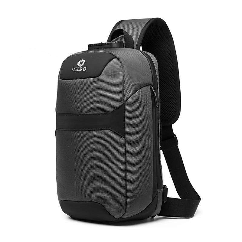 OZUKO Men Anti-theft Crossbody Bags Male Waterproof USB Charging Chest Pack Short Trip Messenger Sling Bag Shoulder Chest Bag - OZUKO.CN