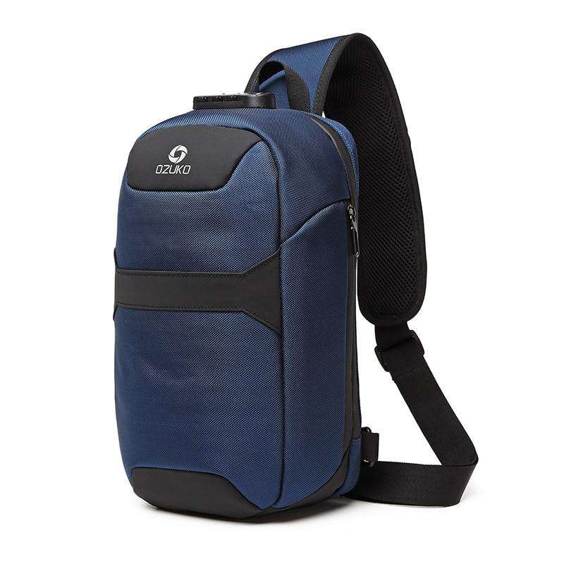 OZUKO Men Anti-theft Crossbody Bags Male Waterproof USB Charging Chest Pack Short Trip Messenger Sling Bag Shoulder Chest Bag - OZUKO.CN