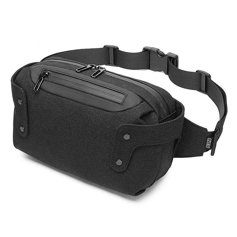 OZUKO Men Outdoor Sports Waist Bag Waterproof Male Chest Bag USB Charging Belt Bag for Men Short Trip Waist Pack Shoulder Bags