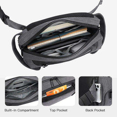 OZUKO Men Outdoor Sports Waist Bag Waterproof Male Chest Bag USB Charging Belt Bag for Men Short Trip Waist Pack Shoulder Bags