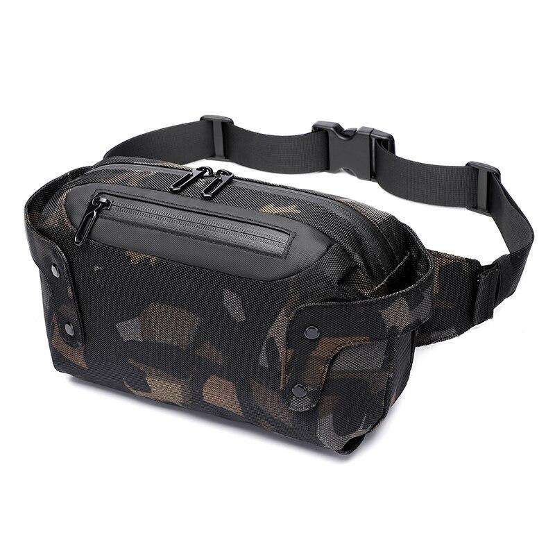OZUKO Men Outdoor Sports Waist Bag Waterproof Male Chest Bag USB Charging Belt Bag for Men Short Trip Waist Pack Shoulder Bags