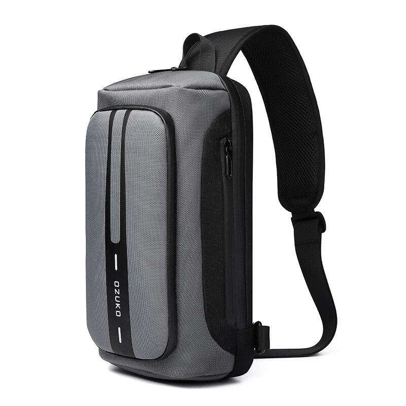 OZUKO Multifunction Men Chest Bag Anti-theft Male Sling Bags Waterproof Crossbody Messenger Bag USB Charging Outdoor Chest Pack - OZUKO.CN