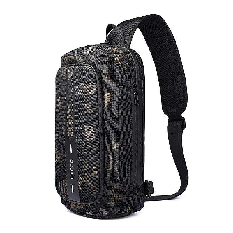 OZUKO Multifunction Men Chest Bag Anti-theft Male Sling Bags Waterproof Crossbody Messenger Bag USB Charging Outdoor Chest Pack - OZUKO.CN