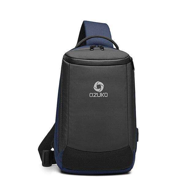 OZUKO New Men's USB Charging Sling Bag Water Repellent Crossbody Bag Male Large Capacity Shoulder Bag Short Trip Messengers Bags - OZUKO.CN