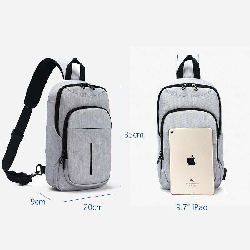OZUKO USB Charging Men Shoulder Bag Fashion Men's Messenger bags Male Oxford Water Repellent Bag Fit for 9.7" iPad Crossbody Bag - OZUKO.CN