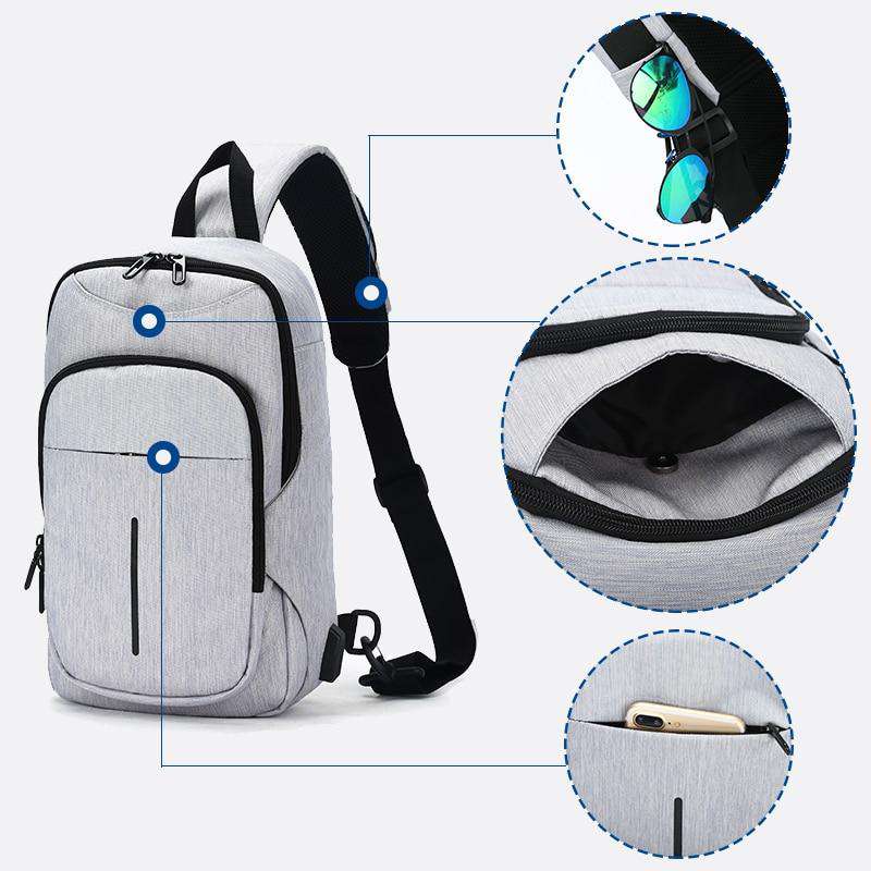 OZUKO USB Charging Men Shoulder Bag Fashion Men's Messenger bags Male Oxford Water Repellent Bag Fit for 9.7" iPad Crossbody Bag - OZUKO.CN